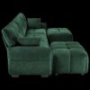 Elegant Textured 3 Seater Sofa Set With Ottoman And Throw Pillows Frame - Green - Image 16