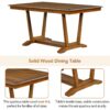 Topmax - 5 Piece Rustic Dining Table Set With 4 Upholstered Chairs, Rectangular Dining Table With Trestle Table Base - Walnut - Image 7