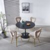 Modern Chair With Iron Tube Legs, Soft Cushions And Comfortable Backrest, Suitable For Dining Room, Living Room, Cafe, Hairball Back (Set of 4) - White / Gold - Image 4