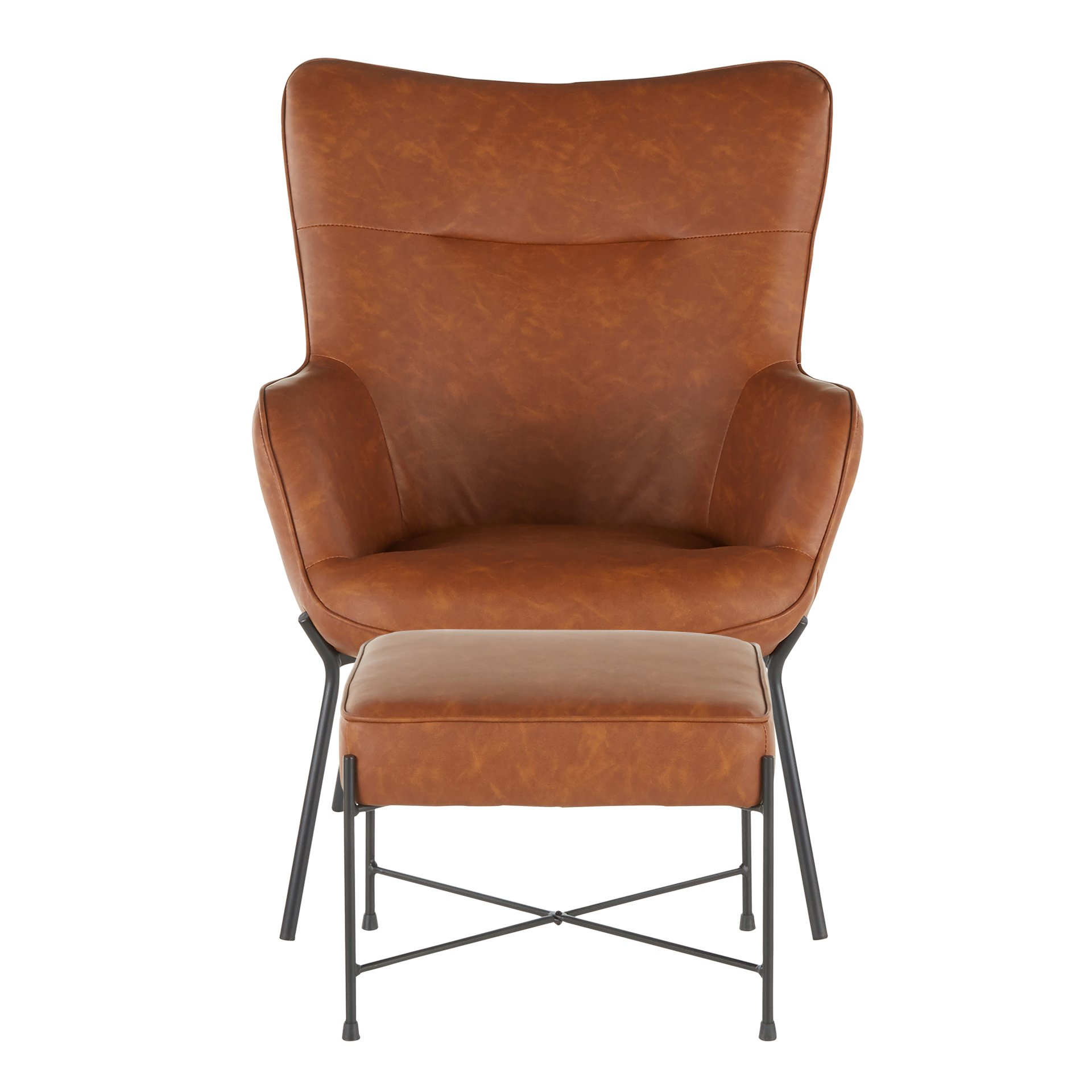 Izzy - Industrial Lounge Chair / Ottoman Set - Black / Camel - Image 5