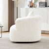 360° Swivel Barrel Sofa Chair With Throw Pillow, Chenille Upholstered Accent Chair - Beige - Image 9