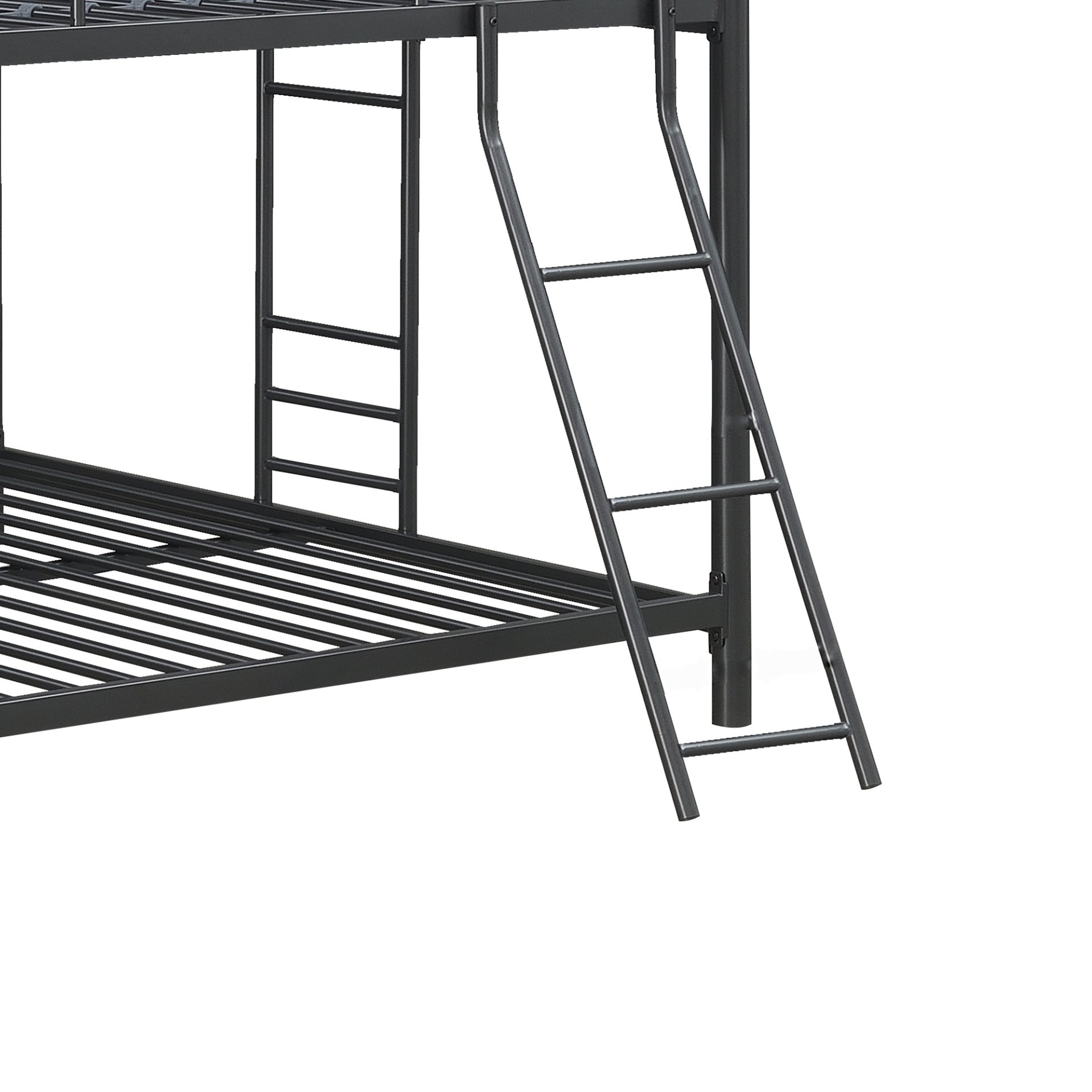 Triple Bunk Bed, Full Size With Sturdy Metal Frame And Safe Stairs - Black - Image 7