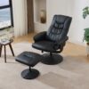 Recliner Chair With Ottoman 360° Swivel Massage Lounge Chair With 5 Point Vibration & Heated Seat 140° Adjustable Recliner - Black - Image 11