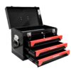 Portable 20" Steel Tool Box With 3 Drawers And Metal Latch Closure - Black / Red - Image 4