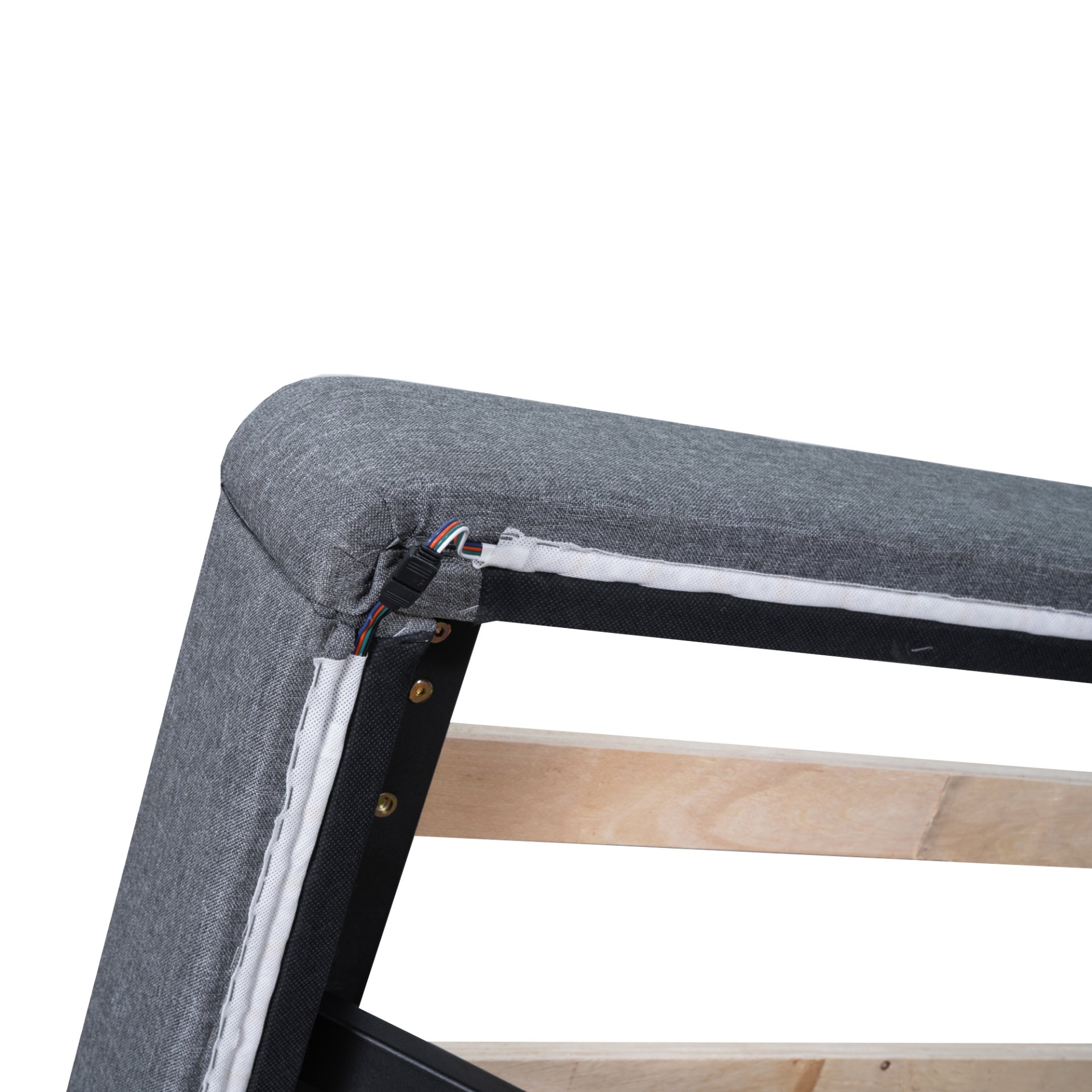 Full Size Upholstered Platform Bed With LED Lights, USB Ports And Outlets - Gray - Image 11