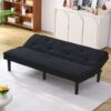 Stylish Corduroy Sofa Bed With Convertible Design - Black - Image 6