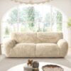 Summit - Faux Sheepskin Overstuffed Sofa - Cream Beige - Image 10