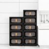 Folding Storage Cabinet 5 Tier Wide Plastic With Magnetic Doors And Wheels - Black - Image 9