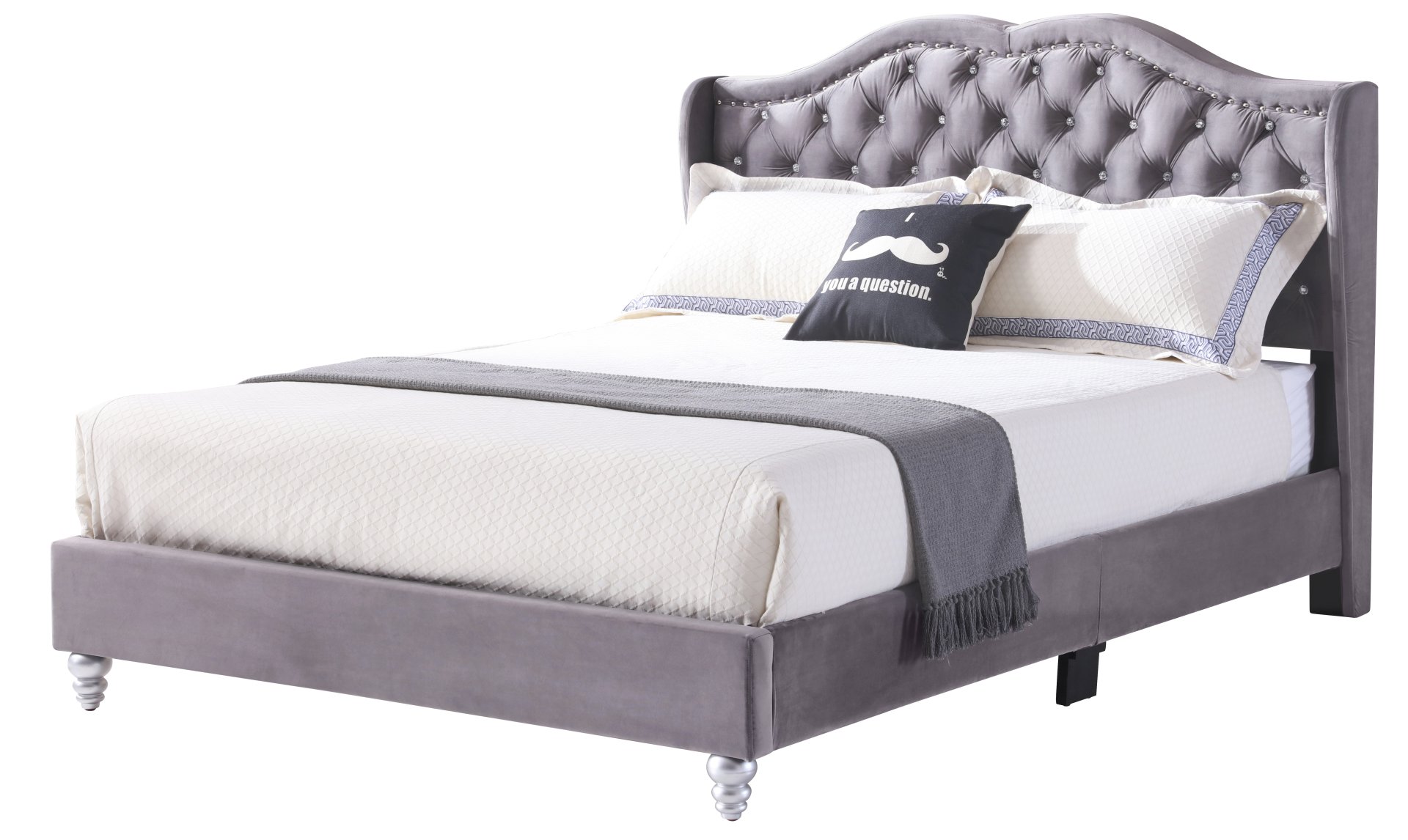 Full Transitional Upholstered Bed - Gray - Image 2