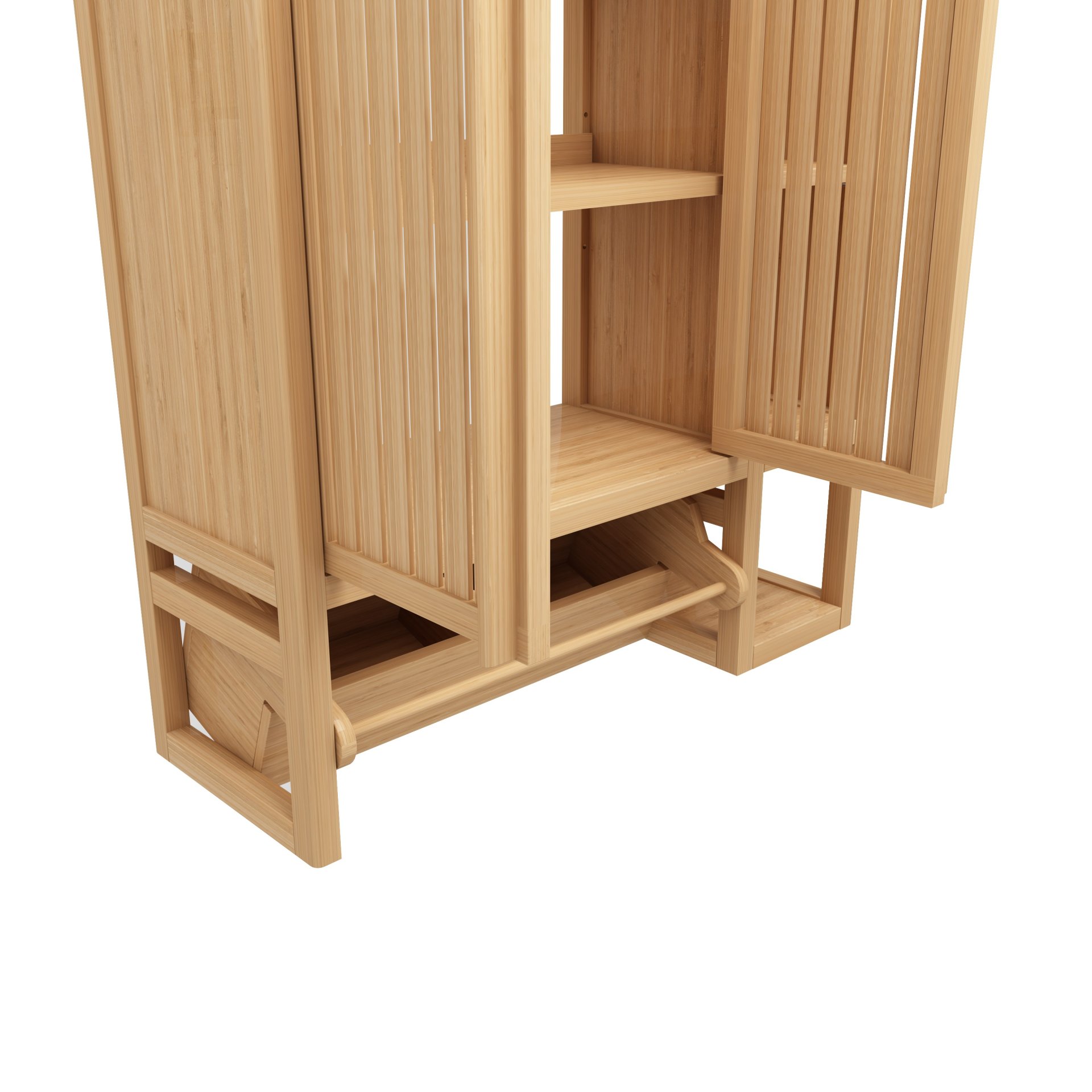 Elegant Bamboo Wall Mounted Bathroom Cabinet With Storage For Toiletries And Towels - Neutral - Image 13