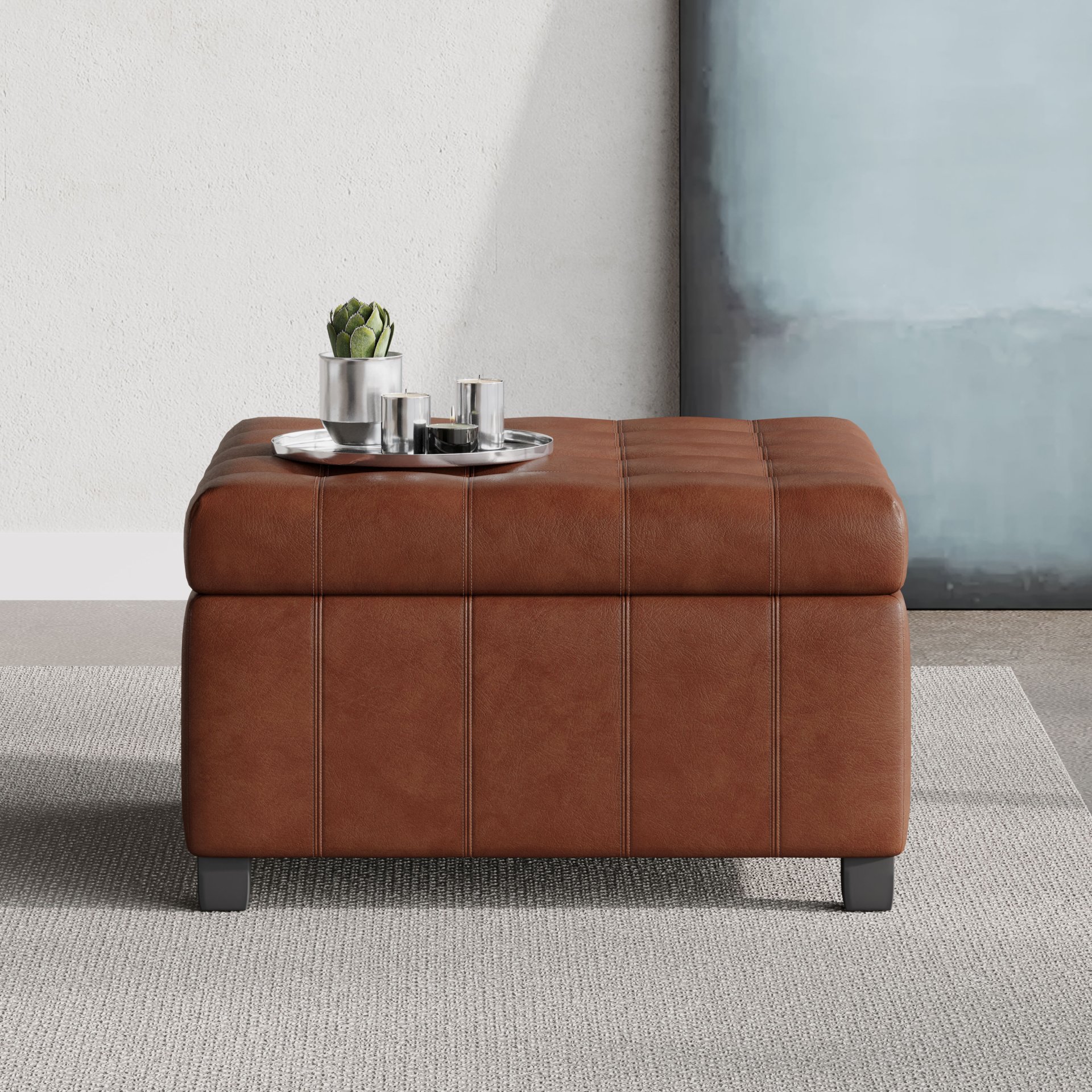 Storage Ottoman For Living Room, Bedroom - Light Brown - Image 5
