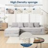 Modern L Shaped Sectional Sofa With Memory Foam & Steel Frame, Corduroy Fabric - Light Gray - Image 2
