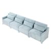 Four Seater Chenille Sofa With Lumbar Pillow Ergonomic Design Frame - Sky Blue - Image 21