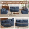 Upholstered Sofa Free Combined Sofa Couch With 2 Chaise Lounge And 5 Back Pillows For Living Room - Blue - Image 8
