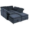 Versatile 6 Piece Modular Sofa Bed With Storage, Stylish Faux Double Layer Cushions, Comfortable & Durable Design, Perfect For Any Living Space - Dark Blue - Image 13