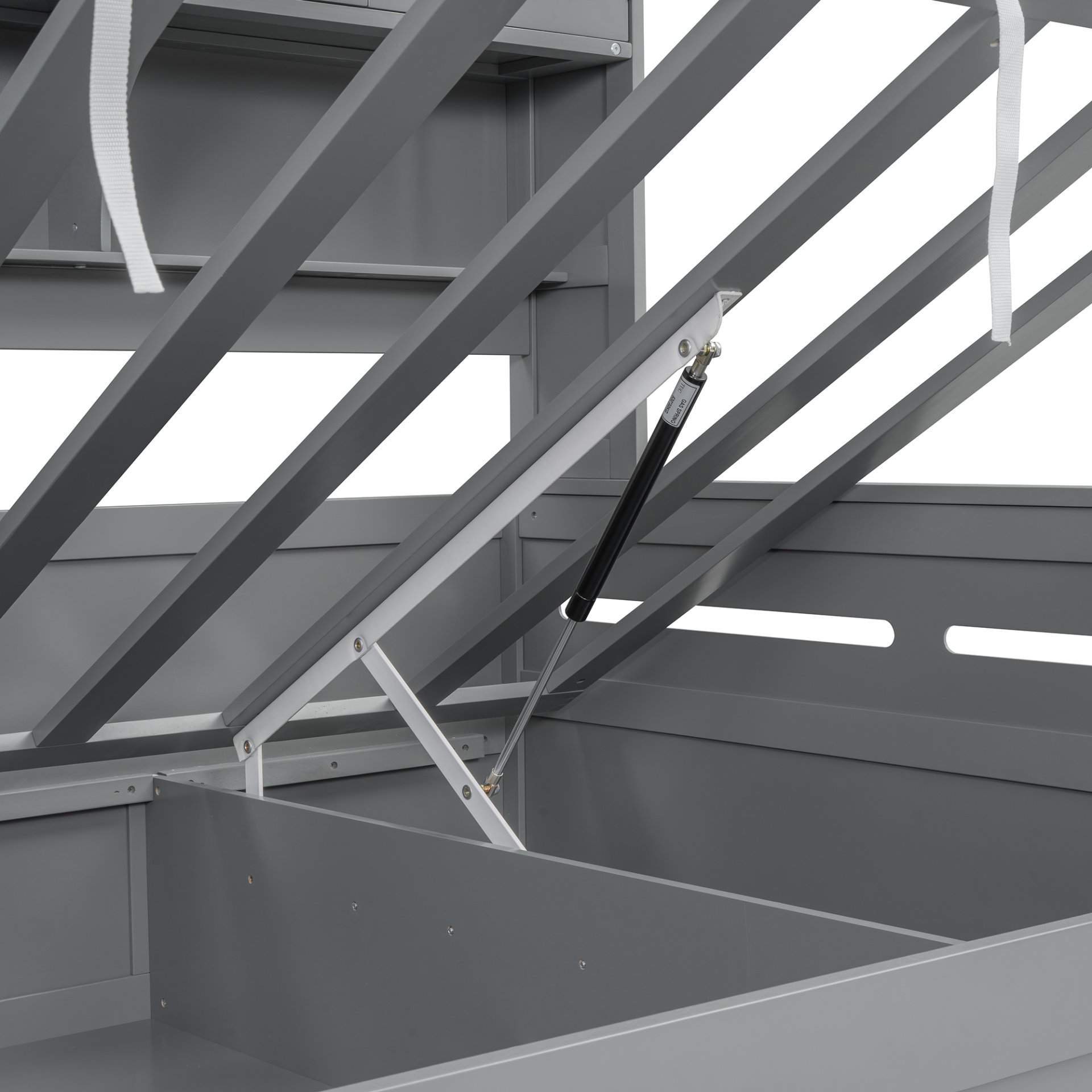 Full Size Wooden Daybed With Hydraulic Bed And All In One Cabinet And Shelf - Gray - Image 10