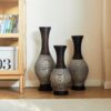 Desktop Vase, Classic And Neat Floor Vase, High Independent Flower Stand, Home Decoration Flower Stand (Set of 3) - Brown White - Image 11