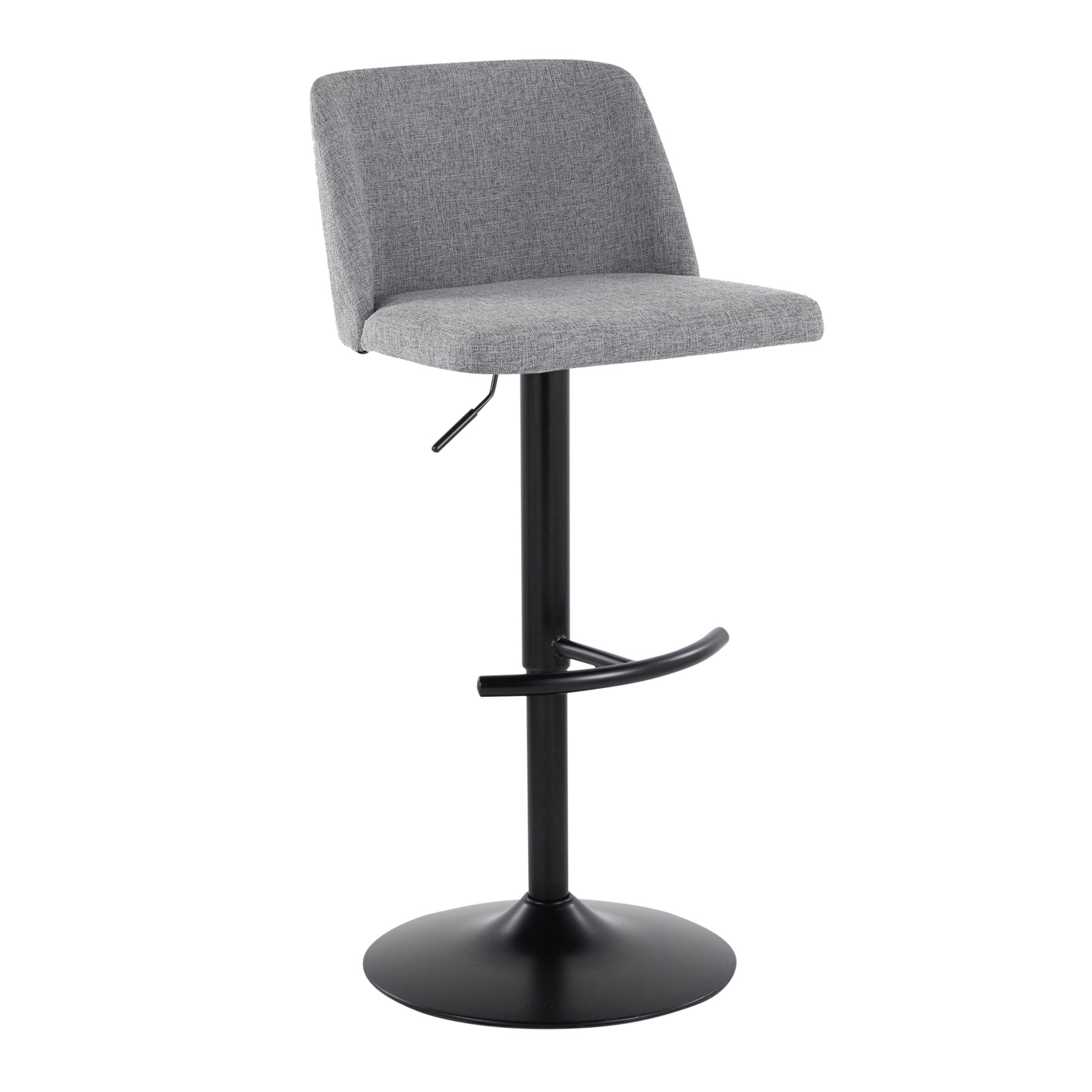 Toriano - Contemporary Adjustable Barstool With Swivel With Rounded T Footrest (Set of 2) - Gray / Black - Image 2