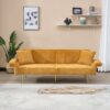 Luxury Corduroy Foldable Double Sofa Bed With Folding Armrests - Yellow - Image 2