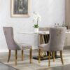 Nikki - Modern, High-End Tufted Solid Wood Contemporary Velvet Upholstered Dining Chair With Golden Stainless Steel Plating Legs, Nailhead Trim (Set of 2) - Gray / Gold - Image 16