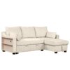 Pull Out Sleeper Sofa L-Shaped Couch Convertible Sofa Bed With Storage Chaise, Storage Racks And USB Ports - Beige - Image 13