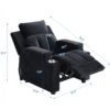 Kids Recliner Chair, Kids Upholstered Couch With One Cup Holder, Toddlers Recliner With Headrest And Footrest - Black - Image 17