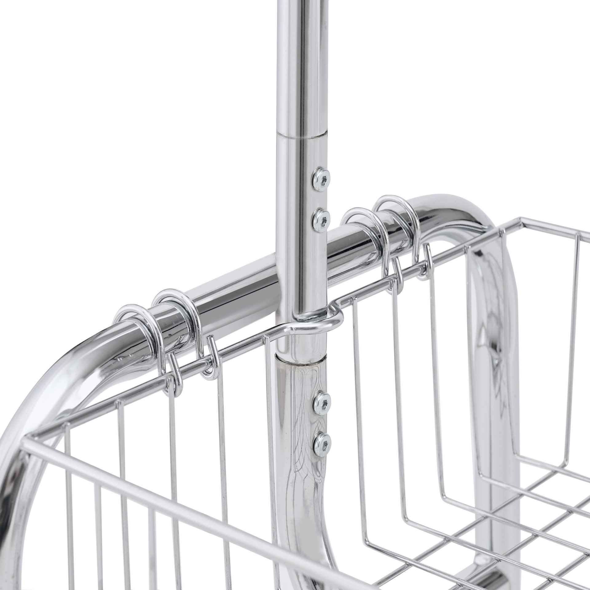 Heavy Duty Iron Garment Rack With Basket On Wheels - Silver - Image 7