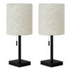Lighting, Table Lamp, USB Port Included, Resin, Contemporary (Set of 2) - Black - Image 7