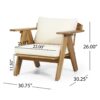 Outdoor Acacia Wood Club Chairs With Cushions (Set of 2) - Teak / Beige - Image 3