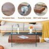 Modern 2 Tier Coffee Table With Drawer Clear Tempered Glass, Multifunctional Storage - Transparent / Wood - Image 9