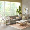 Modern Coffee Table With Extra Storage Manufactured Wood Top Solid Wood Frame - Off White / Natural - Image 9