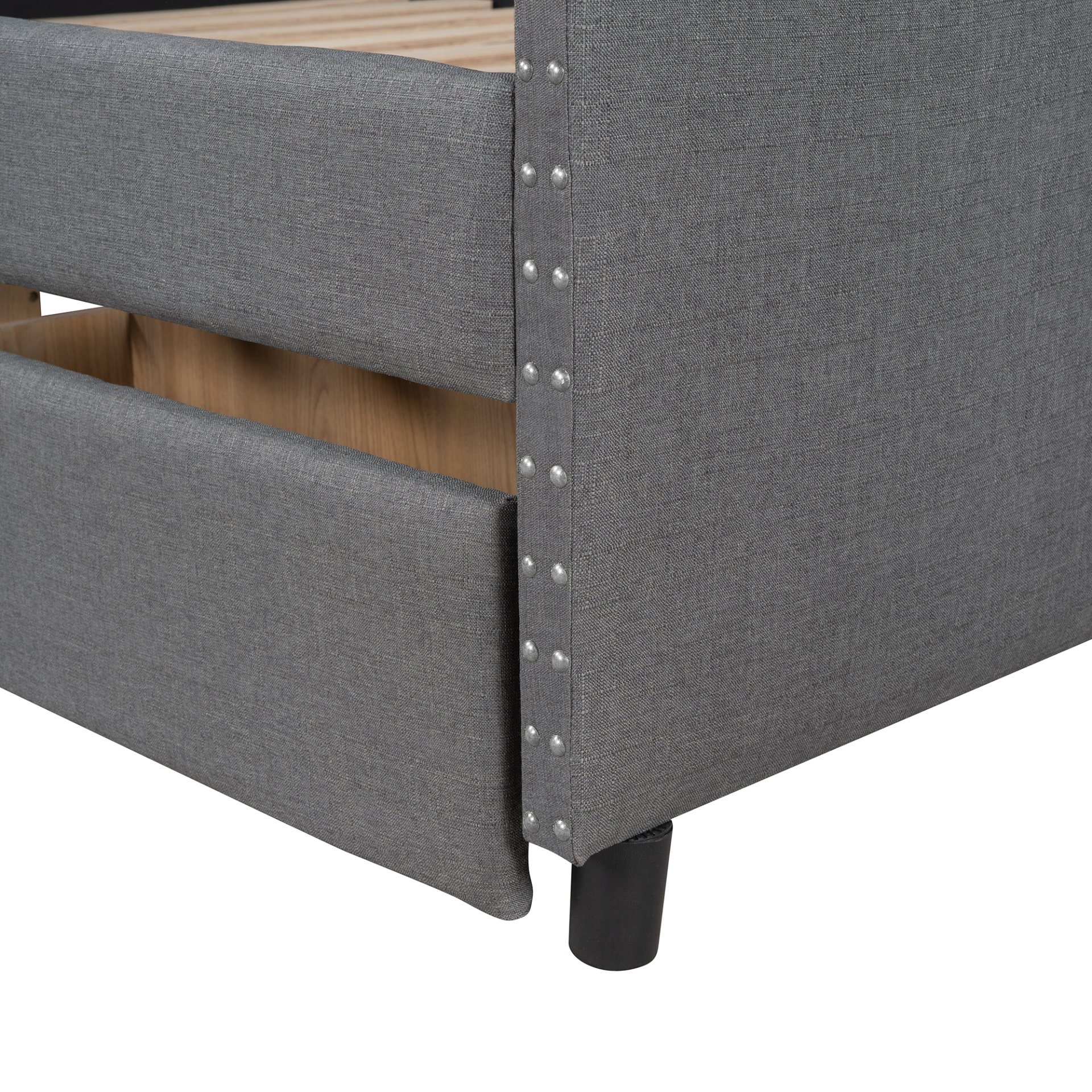 Full Size Upholstered Daybed With Two Drawers, Slat Support - Gray - Image 11