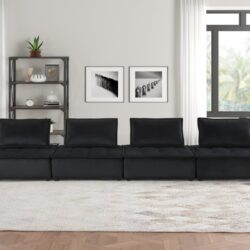 Anna - Velvet 4 Seater Modular Sofa - Black