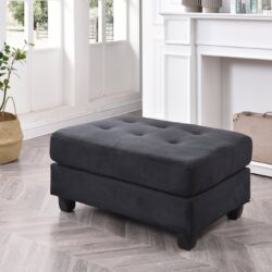 Sleek Contemporary Upholstered Ottoman - Black