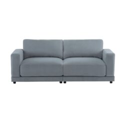 Modern Square Arm Sofa With Soft Velvet Upholstery, Deep Cushions, Sturdy Legs - Gray