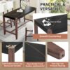 5 Piece Counter Height Dining Set, Faux Marble Bar Table With 4 Upholstered Chairs, Mid Century Style For Kitchen - Black / Beige - Image 11