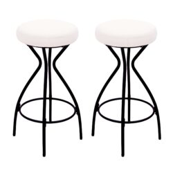 Modern Backless Bar Stools (Set of 2) Velvet Upholstered Counter Stools For Kitchen Island - Black / Creamy White