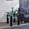 Clear Glass Top Side Table, End Table, Modern Design For Home - Black - Image 2