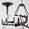 2 Tiers Wagon Wheel Chandelier Wooden Farmhouse 36 Light (24 / 12) Or (12 / 24) Metal Chandeliers 2 Story Light Fixtures Industrial For High Ceiling Living Dining Room Foyer, Adjustable Height - Black - Image 12