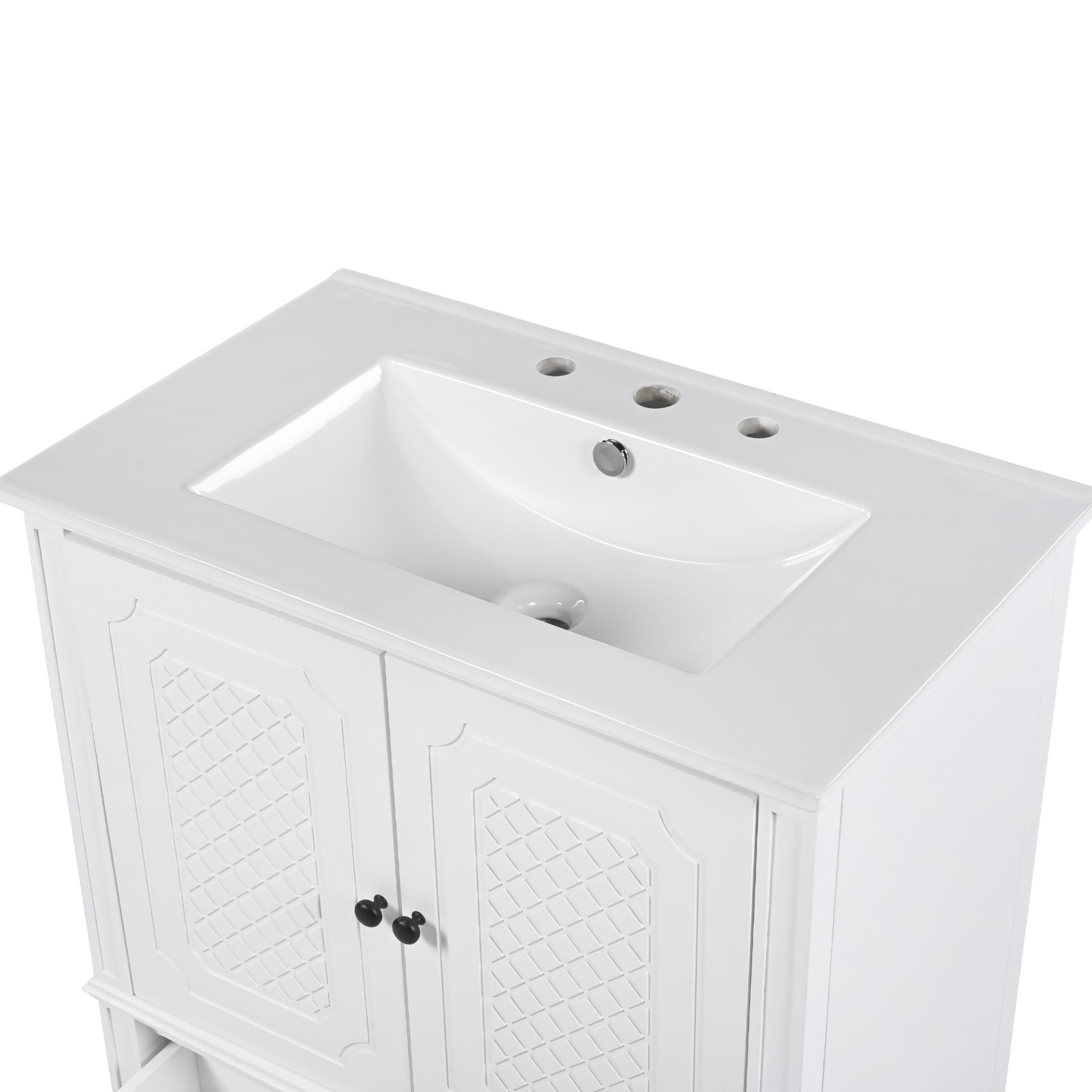 Vintage Style 30" Bathroom Vanity With Sink, Multi Functional Storage, Soft Closing Door - White - Image 18