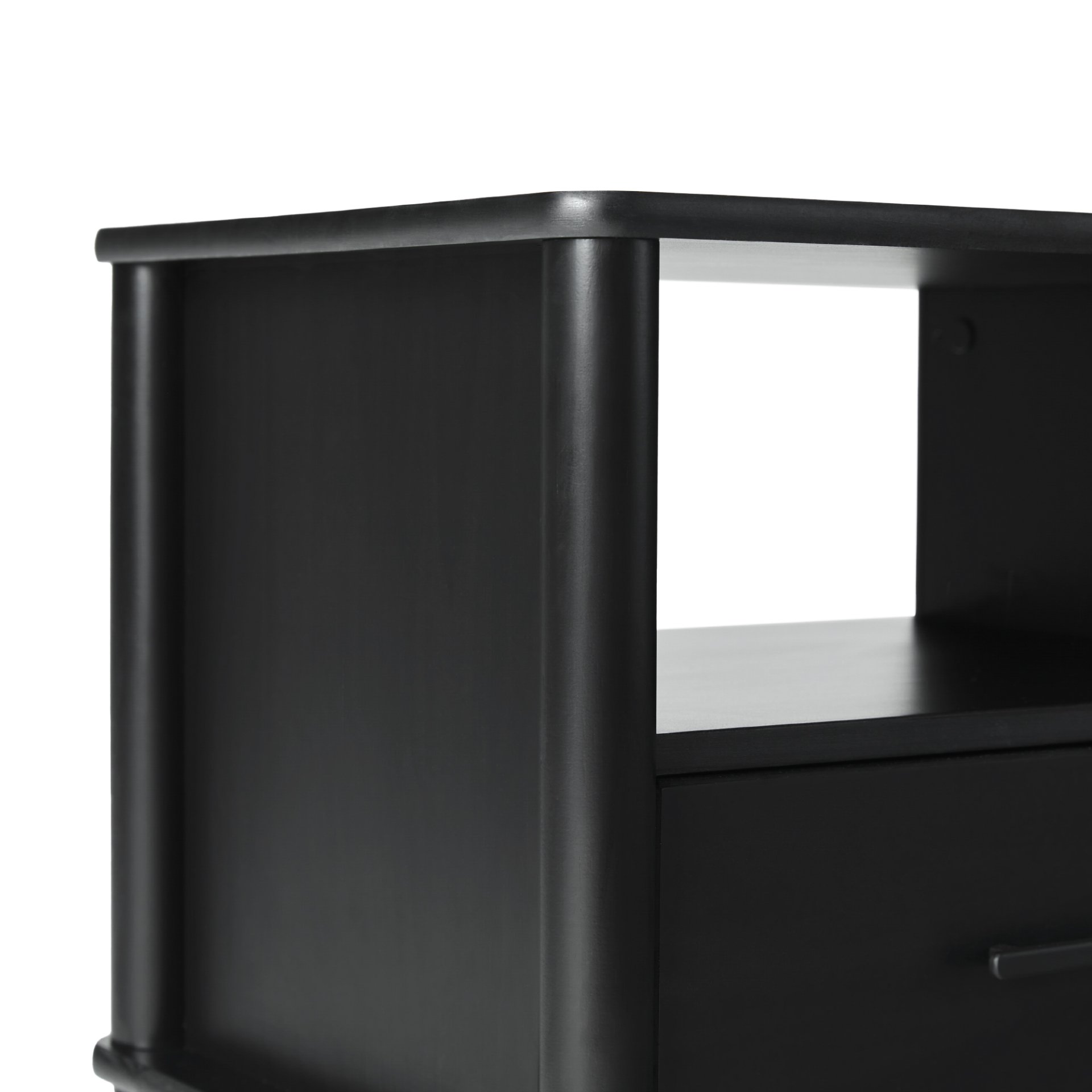 Transitional Solid Wood Spindle Nightstand - Black - Image 5