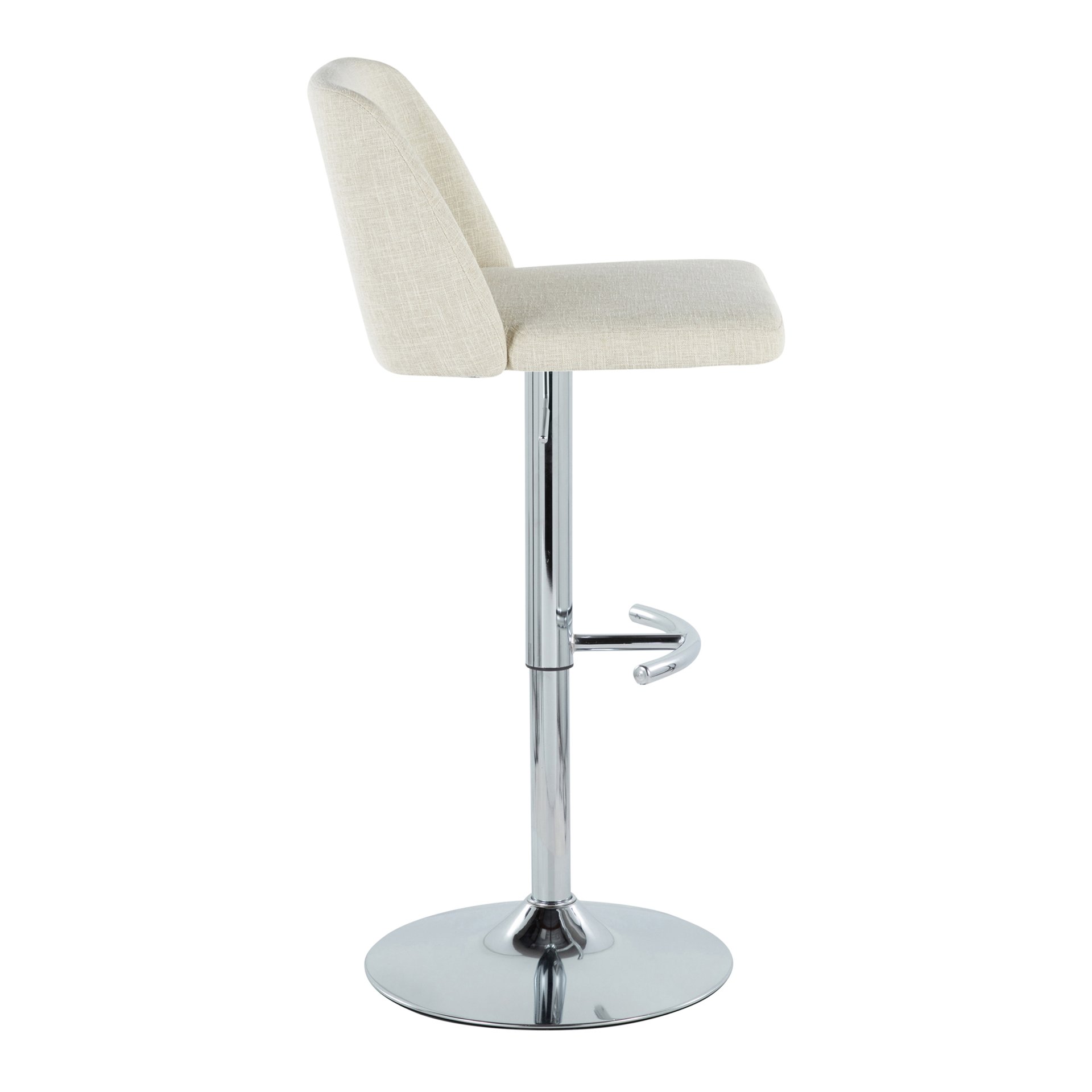 Toriano - Contemporary Adjustable Barstool With Swivel With Rounded T Footrest (Set of 2) - Cream - Image 3