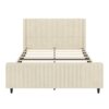 King Size Upholstered Bed Frame With Vertical Stripe Wingback And High Footboard - Cream - Image 7