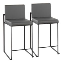 Fuji - Contemporary High Back Counter Stool (Set of 2) - Gray / Black