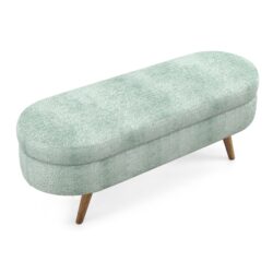Ottoman Oval Storage Bench With Rubber Wood Legs Fabric - Cyan