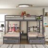 Full Over Twin & Twin Bunk Bed, Triple Bunk Bed With Drawers - Gray - Image 2