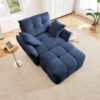 Modern Ergonomic Single Seater Sofa With Ottoman, High Resilience Support - Blue - Image 3
