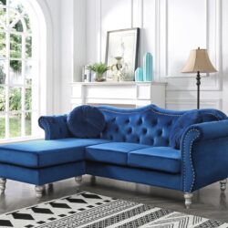 Hollywood - Upholstered Sofa Chaise - Navy Blue