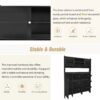Multifunctional Tipping Bucket Shoe Cabinet With Storage Shelf & 6 Flip Drawers, Large Hall Tree With Tempered Glass Doors, Foyer Cabinet With 4 Hooks For Hallway - Black - Image 10