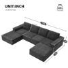 Modular U Shaped Sectional With Ottomans, Luxury Cloud Floor Couch With Deep Seat Fully Compressed Upholstered Sofa - Dark Gray - Image 18